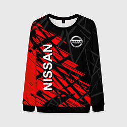 Свитшот мужской Nissan Ниссан Красно черный, цвет: 3D-черный