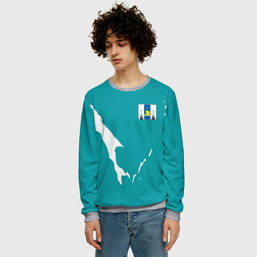 Мужской свитшот Сахалин герб / 3D-Меланж – фото 3