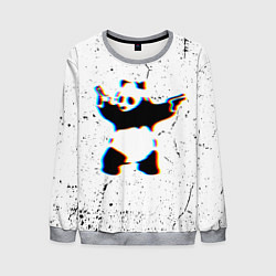 Свитшот мужской Banksy Panda with guns Бэнкси, цвет: 3D-меланж