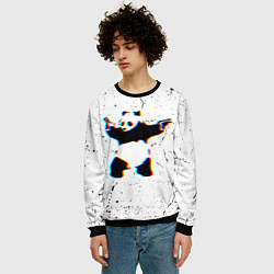 Свитшот мужской Banksy Panda with guns Бэнкси, цвет: 3D-черный — фото 2
