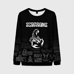 Свитшот мужской Scorpions логотипы рок групп, цвет: 3D-черный