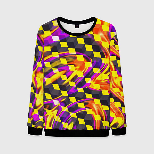 Мужской свитшот Черно-желтые кубы / 3D-Черный – фото 1