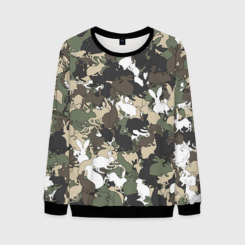 Мужской свитшот Камуфляж с кроликами / 3D-Черный – фото 1