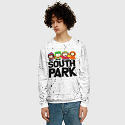 Свитшот мужской Южный парк мультфильм - персонажи South Park, цвет: 3D-белый — фото 2