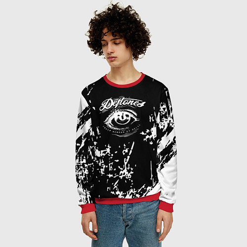 Мужской свитшот Deftones - глаз / 3D-Красный – фото 3