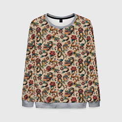Свитшот мужской ДРАКОН И РОЗА, цвет: 3D-меланж