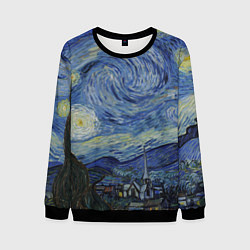 Свитшот мужской Звездная ночь Ван Гога, цвет: 3D-черный