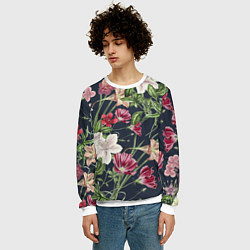 Свитшот мужской Цветы Розовые, цвет: 3D-белый — фото 2