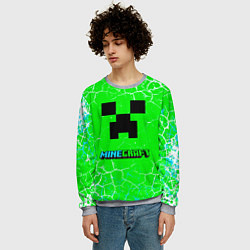 Свитшот мужской Minecraft зеленый фон, цвет: 3D-меланж — фото 2