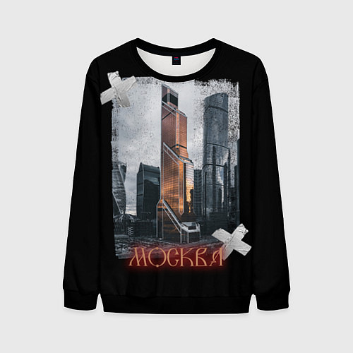 Мужской свитшот Москоу Сити / 3D-Черный – фото 1