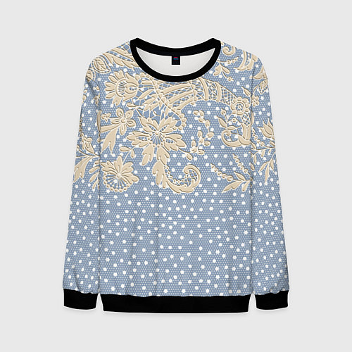 Мужской свитшот Кружево и горошек / 3D-Черный – фото 1