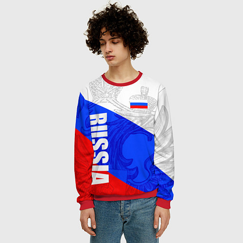 Мужской свитшот RUSSIA - SPORTWEAR - ТРИКОЛОР / 3D-Красный – фото 3