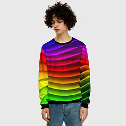 Свитшот мужской Color line neon pattern Abstraction Summer 2023, цвет: 3D-черный — фото 2