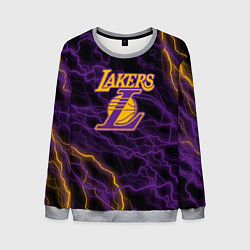 Свитшот мужской Лейкерс Lakers яркие молнии, цвет: 3D-меланж
