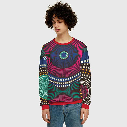 Мужской свитшот Африка Орнамент / 3D-Красный – фото 3