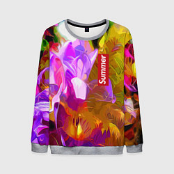 Свитшот мужской Красочный цветочный узор Лето Colorful Floral Patt, цвет: 3D-меланж