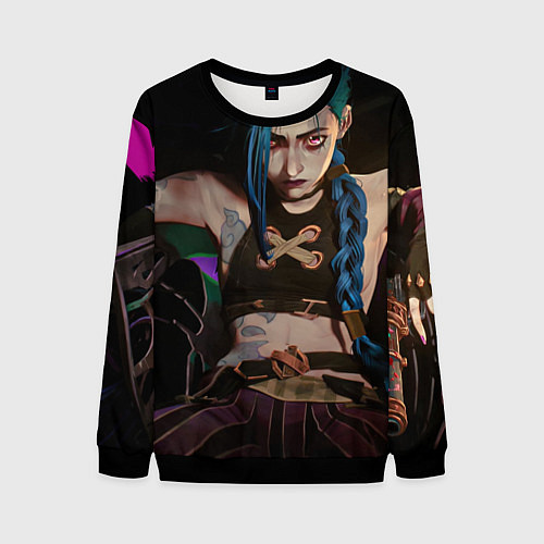 Мужской свитшот Arcane Джинкс смотрит на тебя / 3D-Черный – фото 1