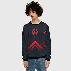 Свитшот мужской Красный Символ Skyrim на темном фоне со стрелками, цвет: 3D-черный — фото 2