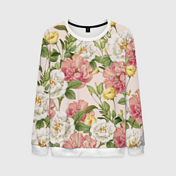Свитшот мужской Цветы Английские Розы, цвет: 3D-белый