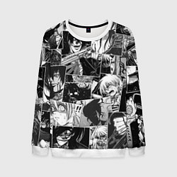 Свитшот мужской Хэллсинг паттерн Hellsing, цвет: 3D-белый