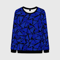 Свитшот мужской Синие треугольники-геометрический узор, цвет: 3D-черный
