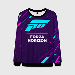Мужской свитшот Символ Forza Horizon в неоновых цветах на темном ф