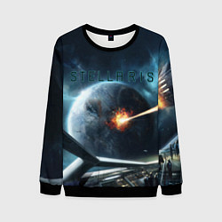 Свитшот мужской Stellaris взрыв звезды лучом с космического корабл, цвет: 3D-черный