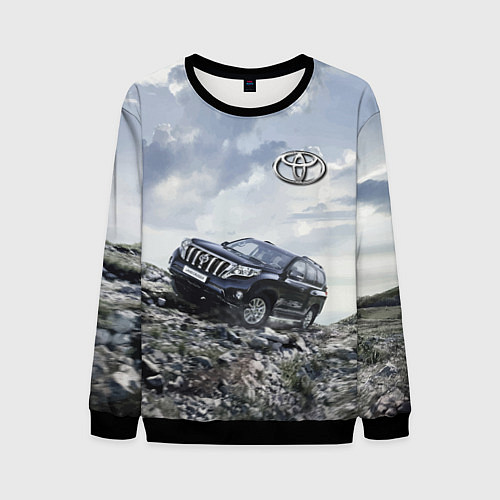 Мужской свитшот Toyota Land Cruiser Prado на скальных камнях Mount / 3D-Черный – фото 1