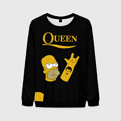 Свитшот мужской Queen Гомер Симпсон Рокер, цвет: 3D-черный