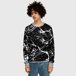 Свитшот мужской Текстура чёрного мрамора Texture of black marble, цвет: 3D-меланж — фото 2