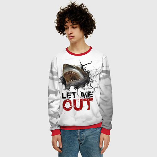 Мужской свитшот Акула Let me out - пасть акулы / 3D-Красный – фото 3