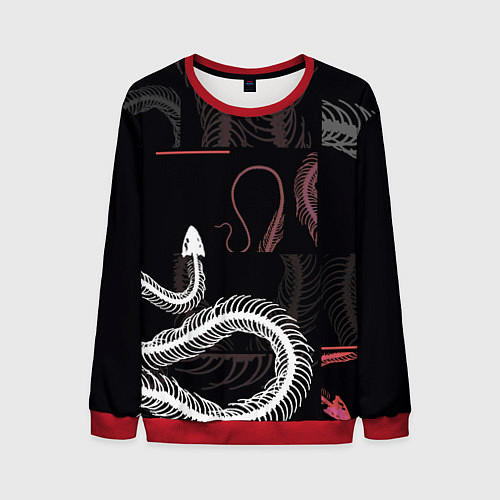 Мужской свитшот Скелет змеи Snake skeleton / 3D-Красный – фото 1