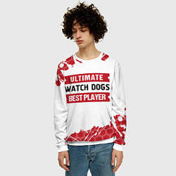 Свитшот мужской Watch Dogs: красные таблички Best Player и Ultimat, цвет: 3D-белый — фото 2