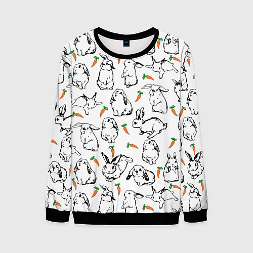 Мужской свитшот Зайцы с морковками / 3D-Черный – фото 1