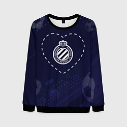 Свитшот мужской Лого Club Brugge в сердечке на фоне мячей, цвет: 3D-черный