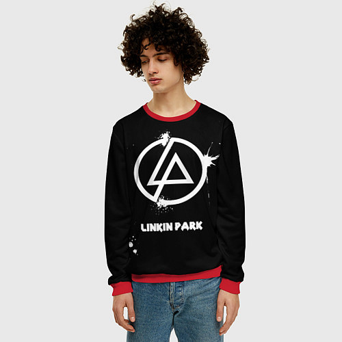 Мужской свитшот Linkin Park логотип краской / 3D-Красный – фото 3