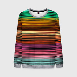 Свитшот мужской Multicolored thin stripes Разноцветные полосы, цвет: 3D-меланж