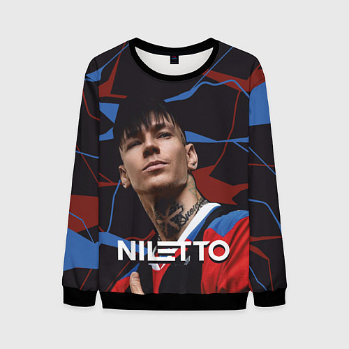 Мужской свитшот Нилетто и красно-синие разводы / 3D-Черный – фото 1
