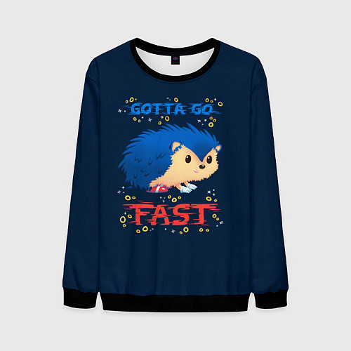 Мужской свитшот Little Sonic gotta go fast / 3D-Черный – фото 1