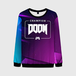 Свитшот мужской Doom Gaming Champion: рамка с лого и джойстиком на, цвет: 3D-черный