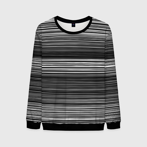 Мужской свитшот Black and white thin stripes Тонкие полосы / 3D-Черный – фото 1