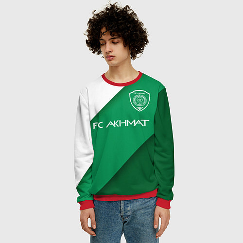 Мужской свитшот ФК АХМАТ - ГОРОД ГРОЗНЫЙ / 3D-Красный – фото 3