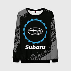 Свитшот мужской Subaru в стиле Top Gear со следами шин на фоне, цвет: 3D-черный