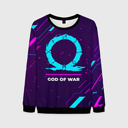 Свитшот мужской Символ God of War в неоновых цветах на темном фоне, цвет: 3D-черный