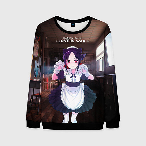 Мужской свитшот Love is war Госпожа Кагуя - Синомия / 3D-Черный – фото 1