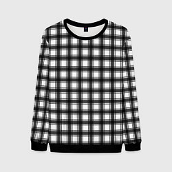 Свитшот мужской Black and white trendy checkered pattern, цвет: 3D-черный