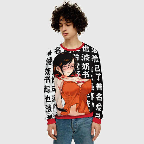 Мужской свитшот Цубаса Ханэкава - monogatari series / 3D-Красный – фото 3