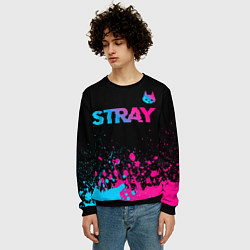 Свитшот мужской Stray - neon gradient logo, цвет: 3D-черный — фото 2