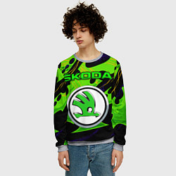 Свитшот мужской SKODA - ОРГАНИЧЕСКИЙ ЗЕЛЁНЫЙ, цвет: 3D-меланж — фото 2