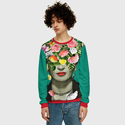 Свитшот мужской Фрида Кало - Арт Портрет, цвет: 3D-красный — фото 2